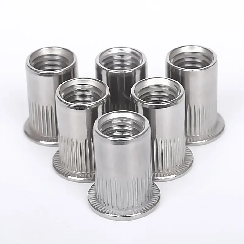Écrou à rivets moleté vertical à tête plate